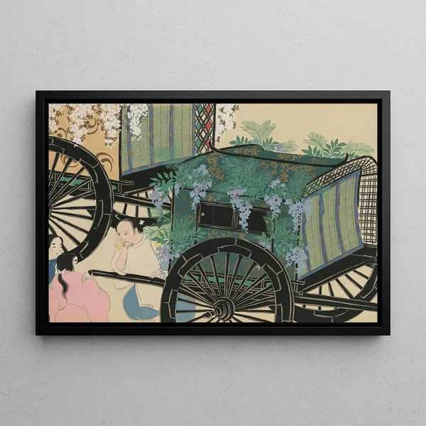 Chariots drapés de fleurs, Hanasashiguruma - Kamisaka Sekka — framed artwork on a wall