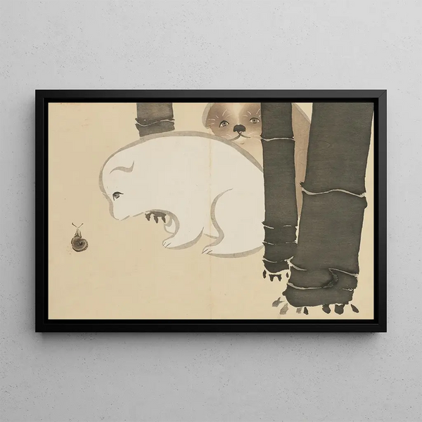 Puppies Enokoro - Kamisaka Sekka — framed artwork on a wall