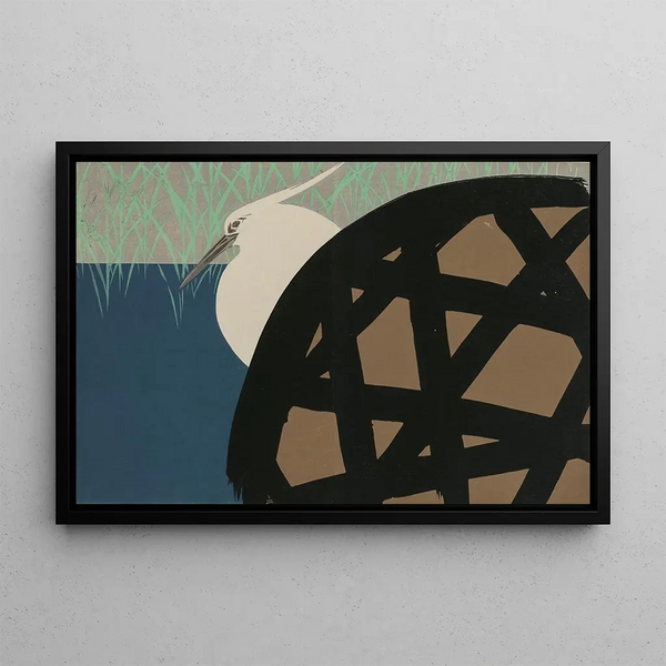 Héron blanc Shirosagi - Kamisaka Sekka — framed artwork on a wall