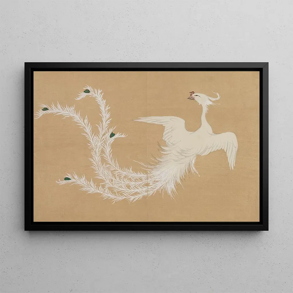 Phoenix White Hakuho - Kamisaka Sekka — framed artwork on a wall