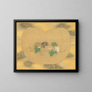 Gourd and Mouse - Kanō Tsunenobu — framed artwork on a wall