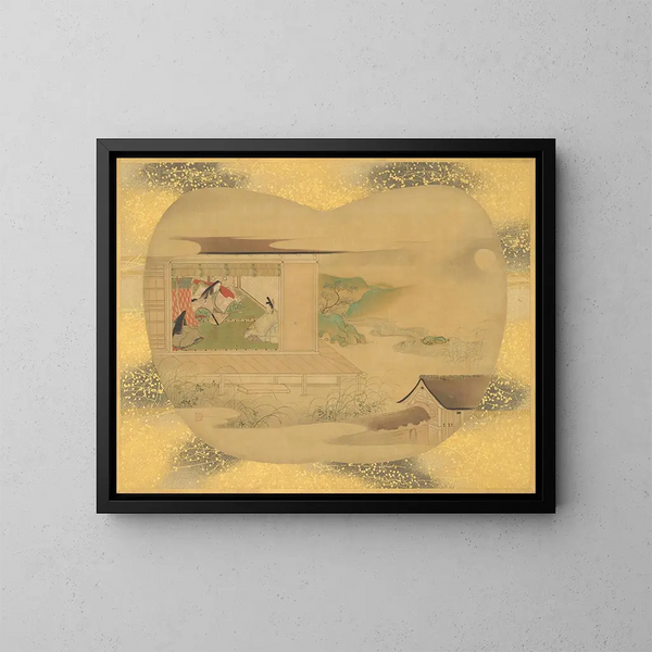 Scene from The Tale of Genji - Kanō Tsunenobu — framed artwork on a wall