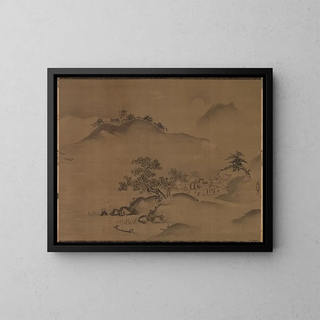 Chinese landscape painting - Kanō Chikanobu — framed artwork on a wall
