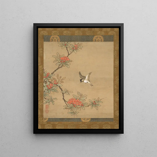 Kano Yukinobu - Titmouse with Pomegranate Flowers.webp