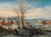 Winter landscape with many figures in a village - Karel Beschey — artwork view
