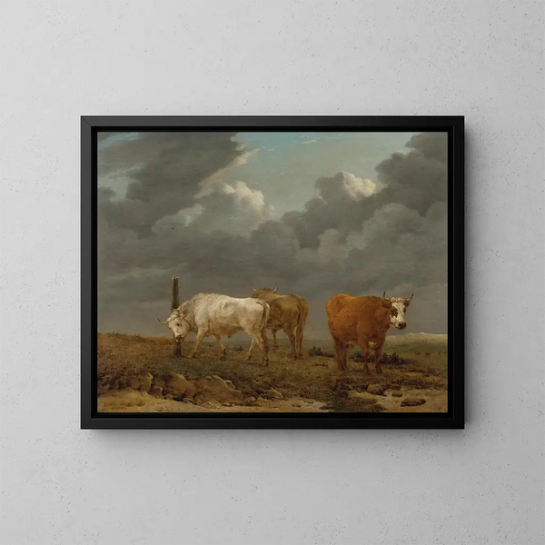 a landscape with livestock - Karel Dujardin — framed artwork on a wall