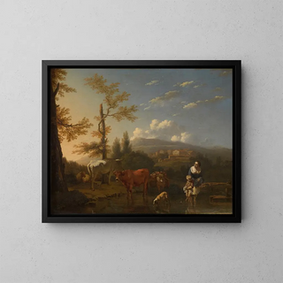 Italian landscape painting - Karel Dujardin — framed artwork on a wall