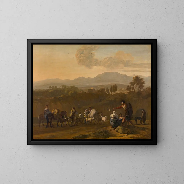 Roman countryside painting - Karel Dujardin — framed artwork on a wall