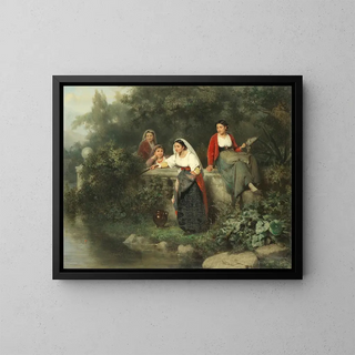 Waiting for a bite - Karel Frans Philippeau — framed artwork on a wall