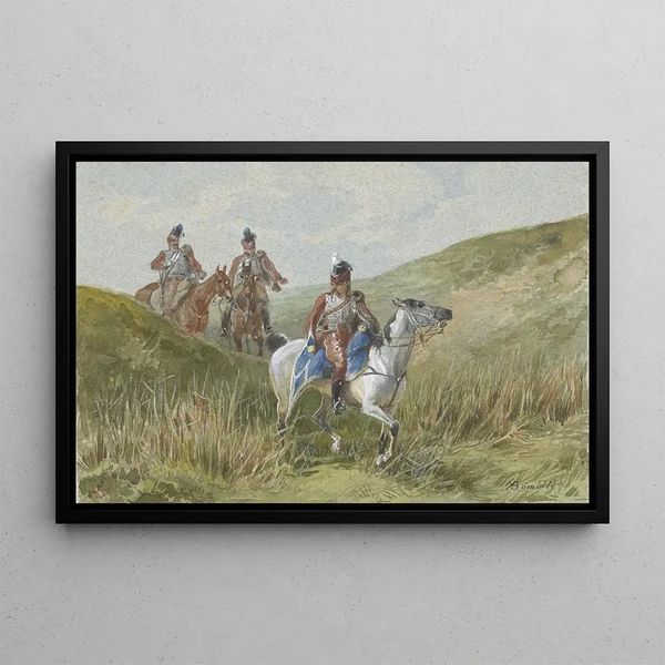 Trois hussards français - Karel Frederik Bombled — framed artwork on a wall