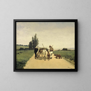 Family walking on a country path - Karel Frederik Bombled — framed artwork on a wall