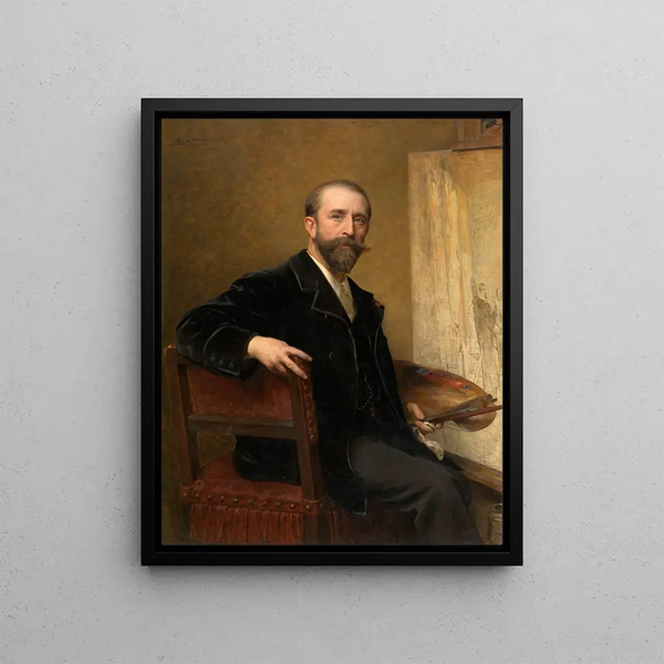 Self-portrait painting - Karel Ooms — framed artwork on a wall