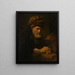 an old man with a fur hat - Karel van der Pluym — framed artwork on a wall