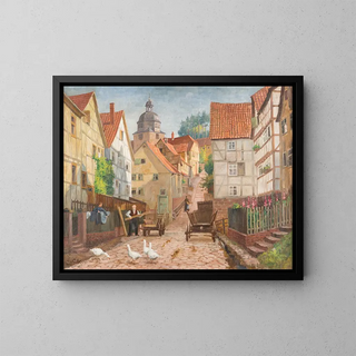 Allée dans la ville historique de Marbourg - Karl Armbrust — framed artwork on a wall