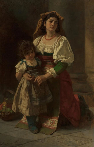 Mother and Child - Karl Becker — framed artwork on a wall