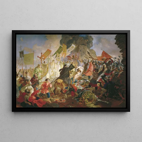 Siege of Pskov by King Stefan Batory - Karl Bryullov — framed artwork on a wall