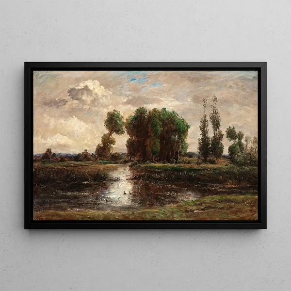 Bords de l'Oise - Karl Daubigny — framed artwork on a wall