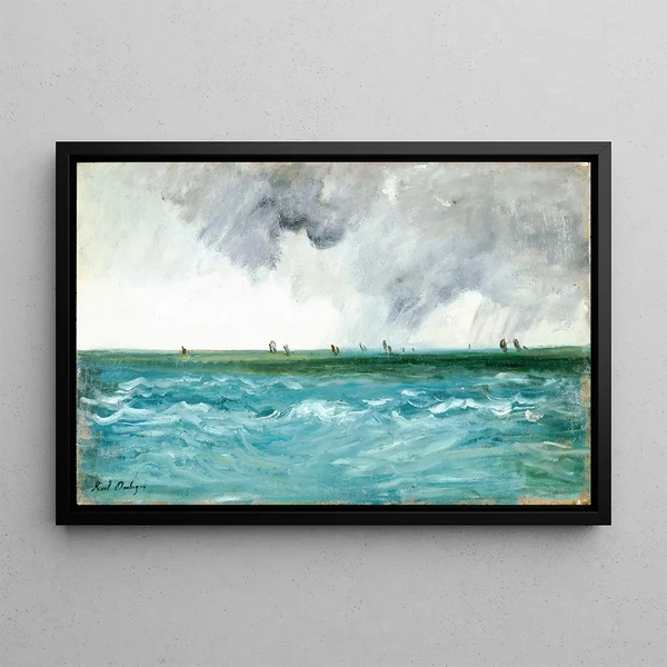 Marine landscape painting - Karl Daubigny — framed artwork on a wall