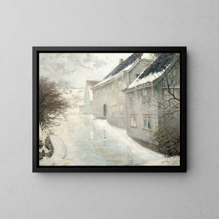 Snowy melting landscape - Karl Dornberger — framed artwork on a wall