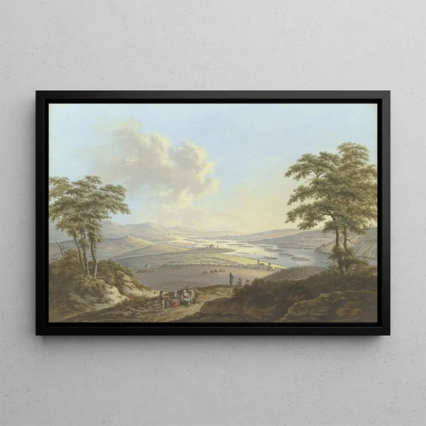View of the Rheingau and the Rhine Plain, on the left Johannisberg - Karl Franz Kraul — framed artwork on a wall