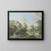 Mountain landscape painting with a cart on the road to the right - Karl Franz Kraul — framed artwork on a wall