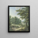 a fenced pasture in the forest with a cattle waterer in the foreground - Karl Franz Kraul — framed artwork on a wall