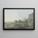 Landscape of foothills with view of a small town - Karl Franz Kraul — framed artwork on a wall