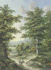 Exit from the forest with a view of the cornfields and a village - Karl Franz Kraul — artwork view