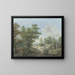 Exit from the forest on the right, the ruin of a chapel in which a rider is entering. - Karl Franz Kraul — framed artwork on a wall