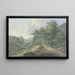 Mountainous wooded landscape with a view of a valley - Karl Franz Kraul — framed artwork on a wall