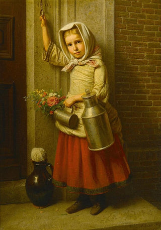 Portrait of a young girl with a bucket - Karl Friedrich Boser — artwork view