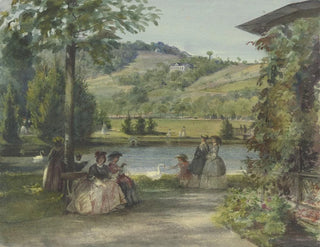 Landscape of park with pond and swans - Karl Friedrich Johann von Müller — artwork view