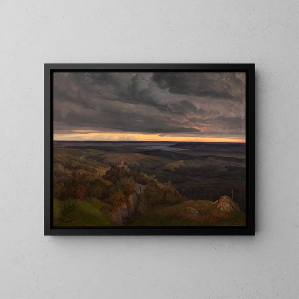 Eiffel Tower Landscape Painting - Karl Friedrich Lessing — framed artwork on a wall