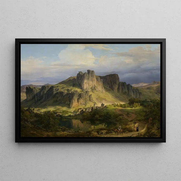 Landscape of the Eifel Mountains - Karl Friedrich Lessing — framed artwork on a wall