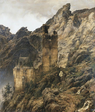 Karl Friedrich Lessing - Rocky Landscape Gorge with Ruins.webp