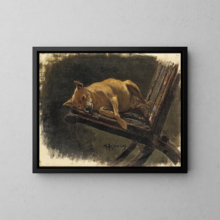 Sleeping Dog - Karl Georg Arsenius — framed artwork on a wall