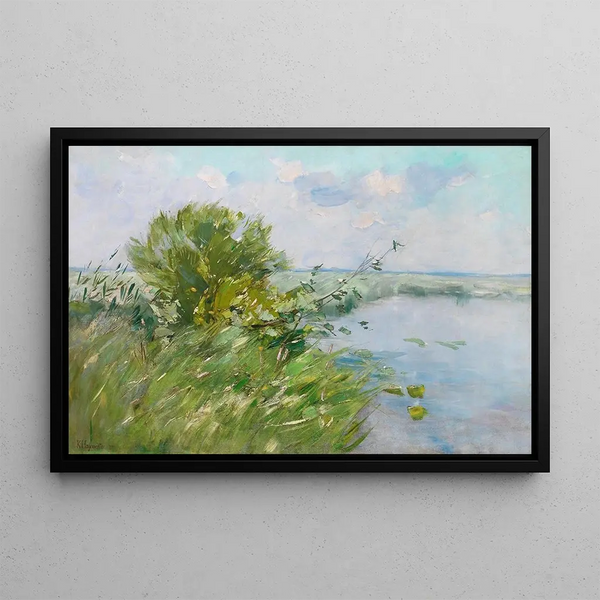 Landscape of the Marche Lake - Karl Hagemeister — framed artwork on a wall