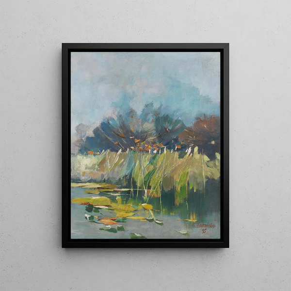 Edge of the Lake near Ferch - Karl Hagemeister — framed artwork on a wall