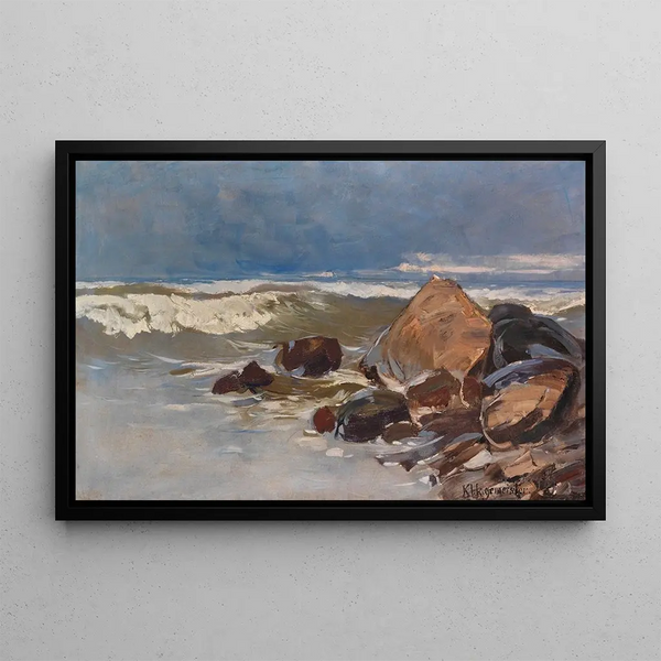 Beach near Lohme with rocks - Karl Hagemeister — framed artwork on a wall