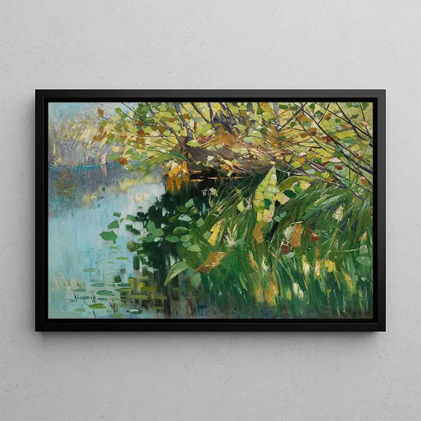 Forest Pond Painting - Karl Hagemeister — framed artwork on a wall
