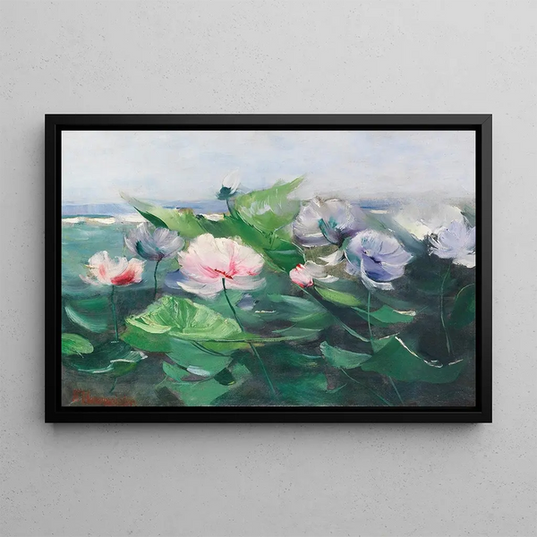 Water Lilies - Karl Hagemeister — framed artwork on a wall