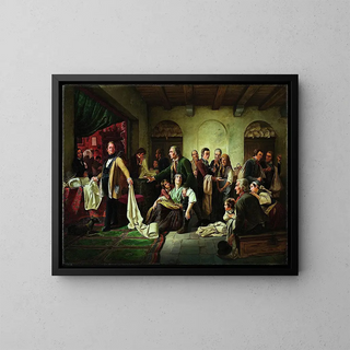 Les tisserands silésiens - Karl Hübner — framed artwork on a wall