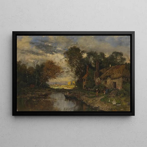 Idylle au canal - Karl Heffner — framed artwork on a wall