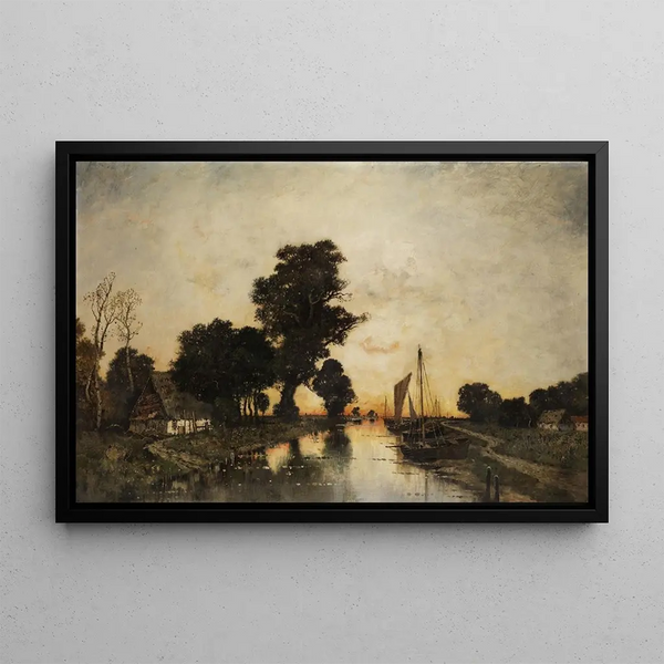 Landscape of moorland at dusk - Karl Heffner — framed artwork on a wall