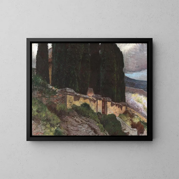 Cypress Painting - Karl Hofmann — framed artwork on a wall