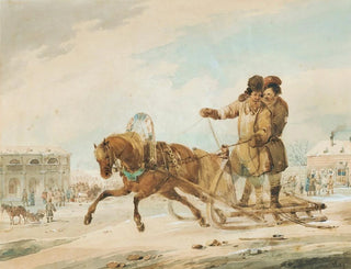 a Sledging Walk through a Russian Town - Karl Ivanovich Kollman — artwork view