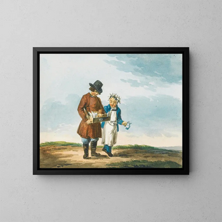 Two Young Street Vendors - Karl Ivanovich Kollman — framed artwork on a wall