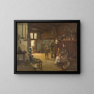 Reading aloud from the spelling book - Karl Josef Müller — framed artwork on a wall