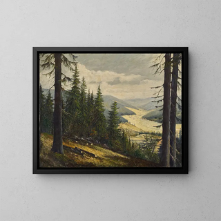 A view of the Black Forest - Karl Julius Wilhelm Heilmann — framed artwork on a wall