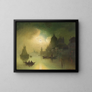 A Night of Moonlight over Venice - Karl Kaufmann — framed artwork on a wall